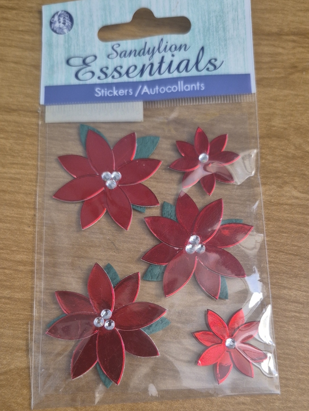 Red Poinsettia Floral Stickers - Home Art Embellishments